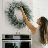 30" Flocked Cedar Wreath