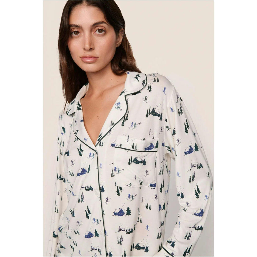 Gisele Printed TENCEL Modal Long PJ Set, White
