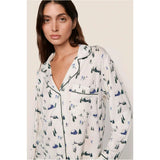 Gisele Printed TENCEL Modal Long PJ Set, White