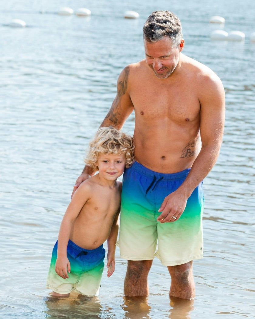 Men's Swim Trunks Blue, Green, And Lime Gradient