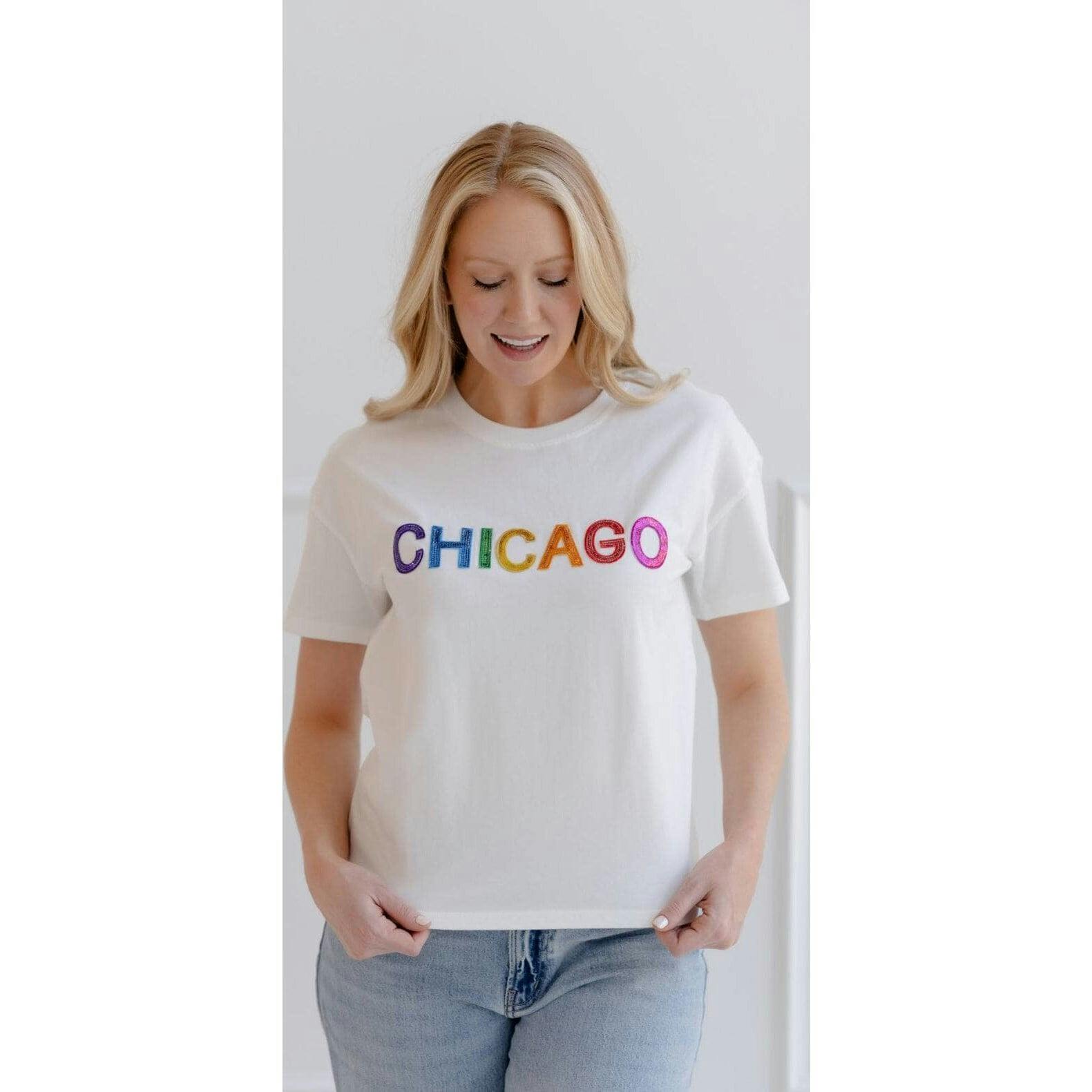 Women's Sequin Chicago T-shirt Black