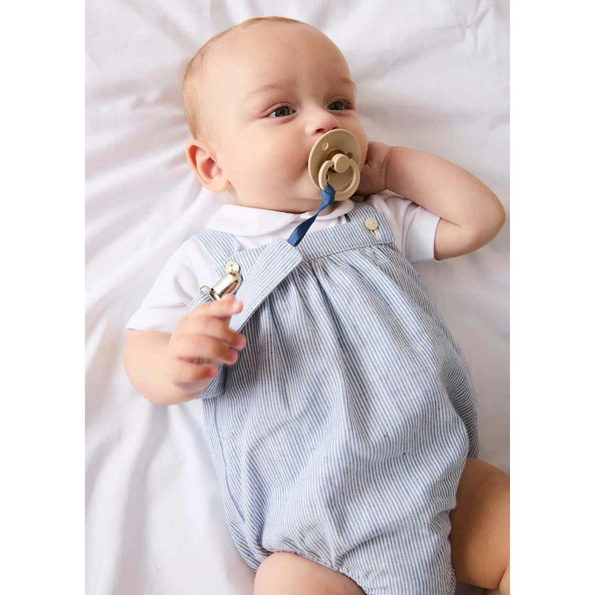 Alexander Stripe Sleeveless Button Detail Romper in Blue (3mths-2yrs)
