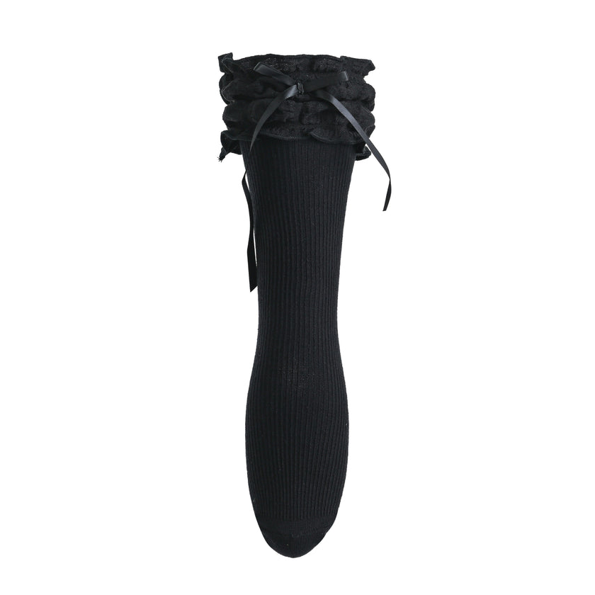 Ruffled Ribbon Long Socks