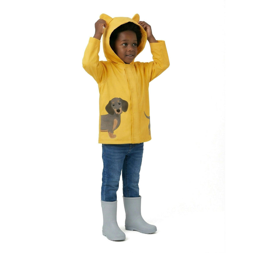 Boys Dog Applique Raincoat | Yellow