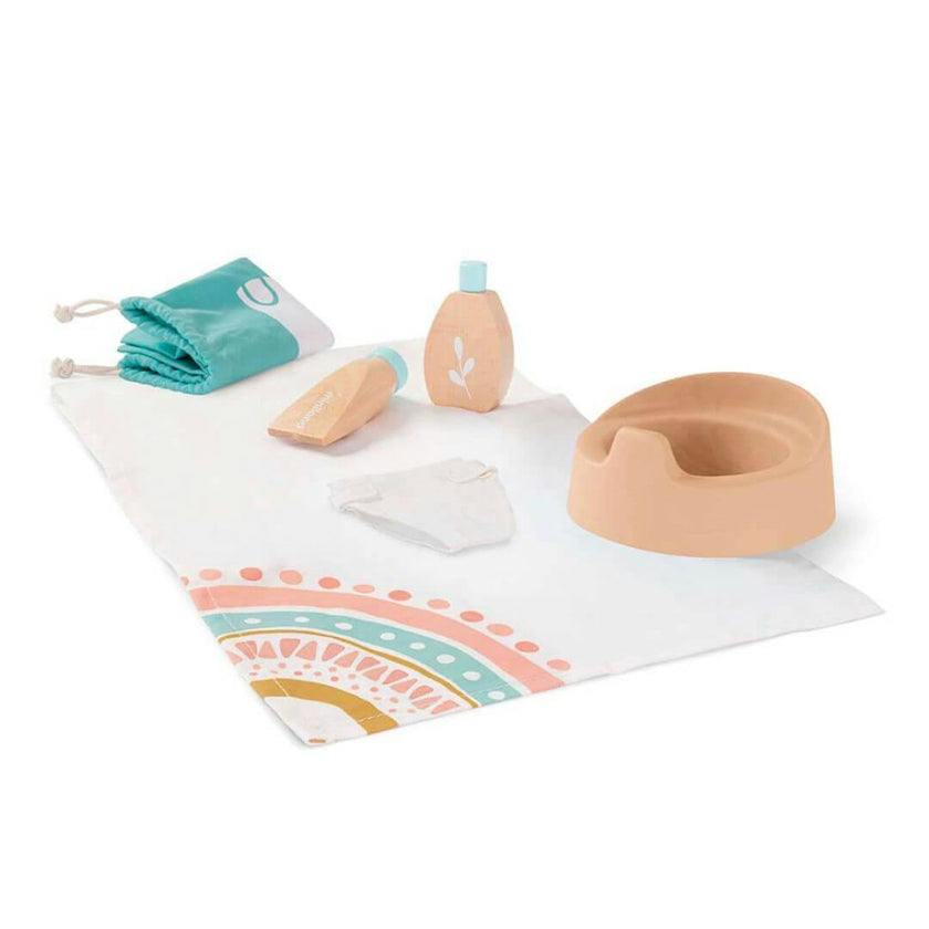 Wooden Care Set Doll Accessory Play Set for Potty Training