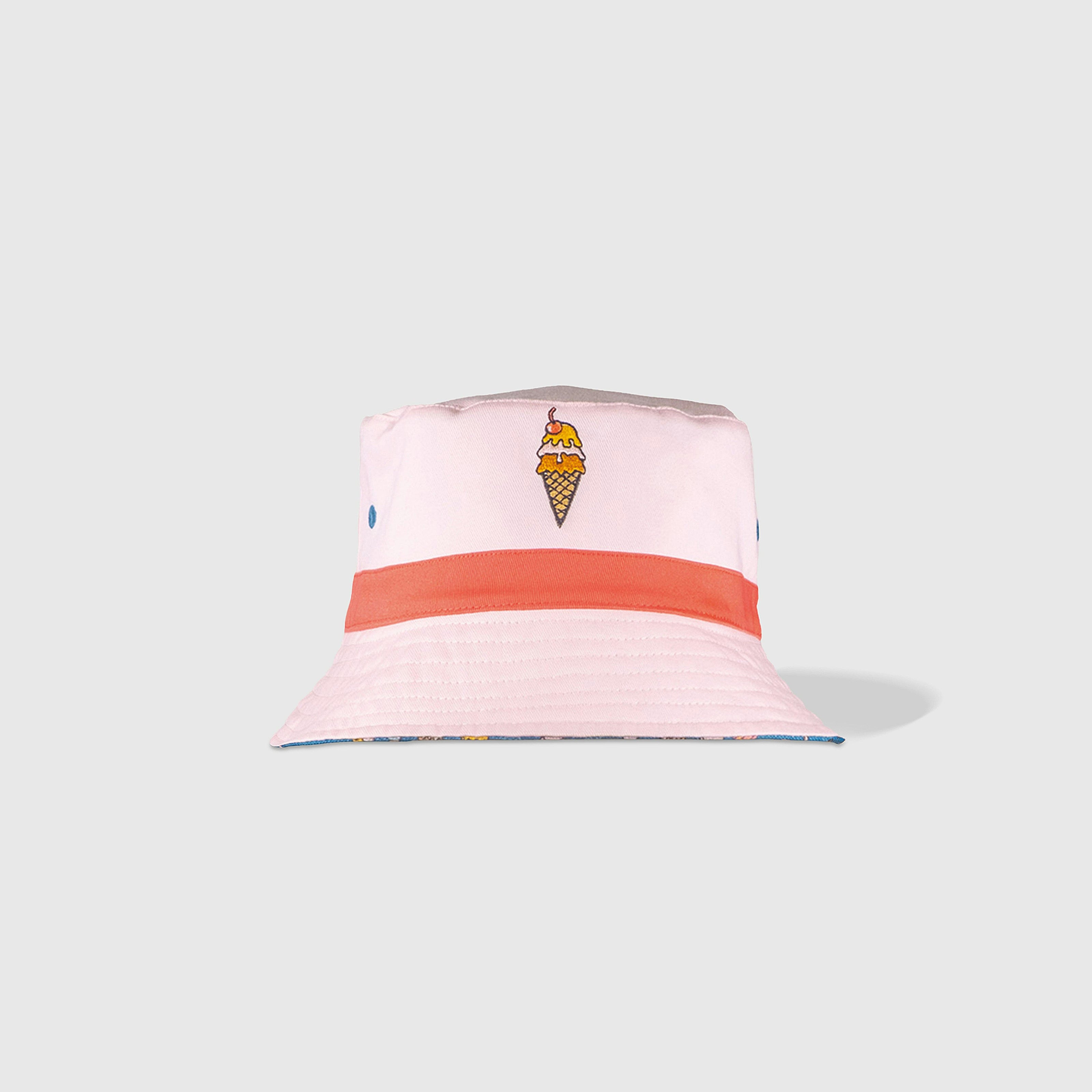 Reversible Kids Bucket Hat – Ice Cream Print | Summer Hat for Kids with 2-in-1 Design, Appliqué Patch & All-Over Print