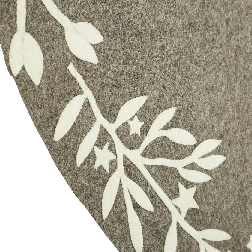 Handmade Felt Branches and Stars Gray Christmas Tree Skirt