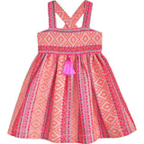 Woven Textile Dress, Orange