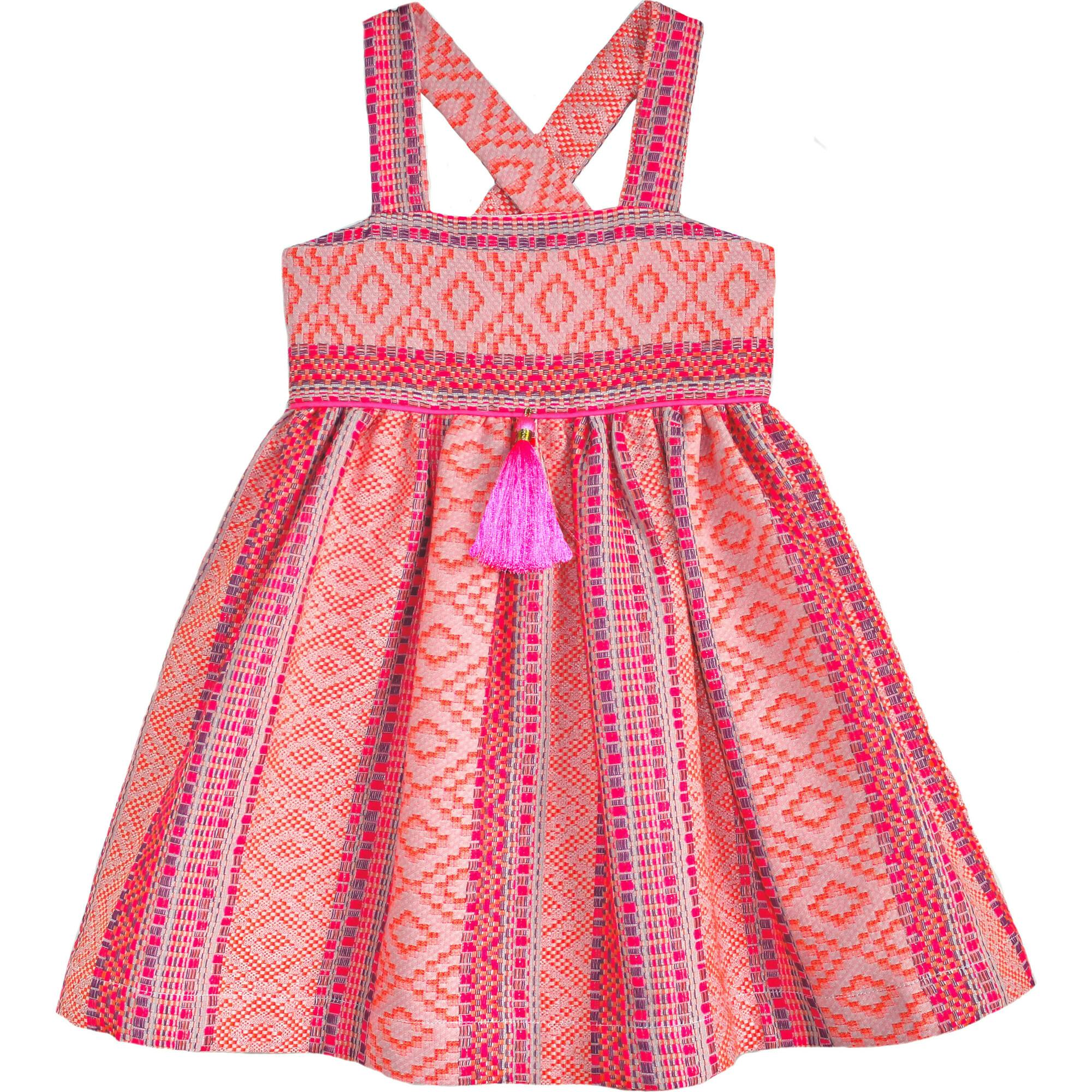Woven Textile Dress, Orange