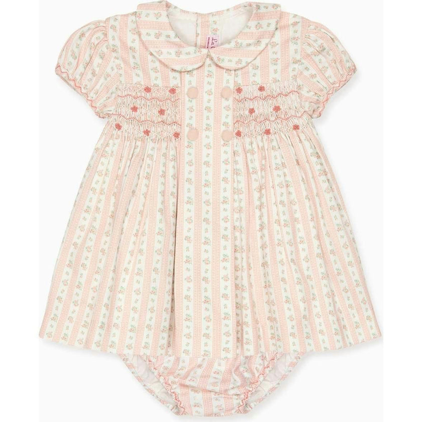 Pink Floral Stripe Arcadia Baby Girl Hand-Smocked Set