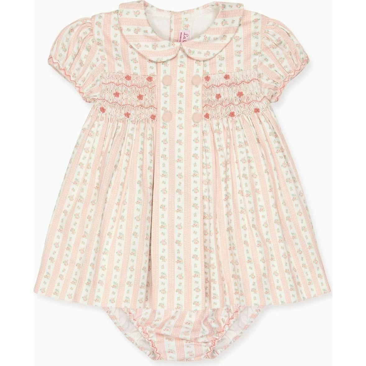 Pink Floral Stripe Arcadia Baby Girl Hand-Smocked Set