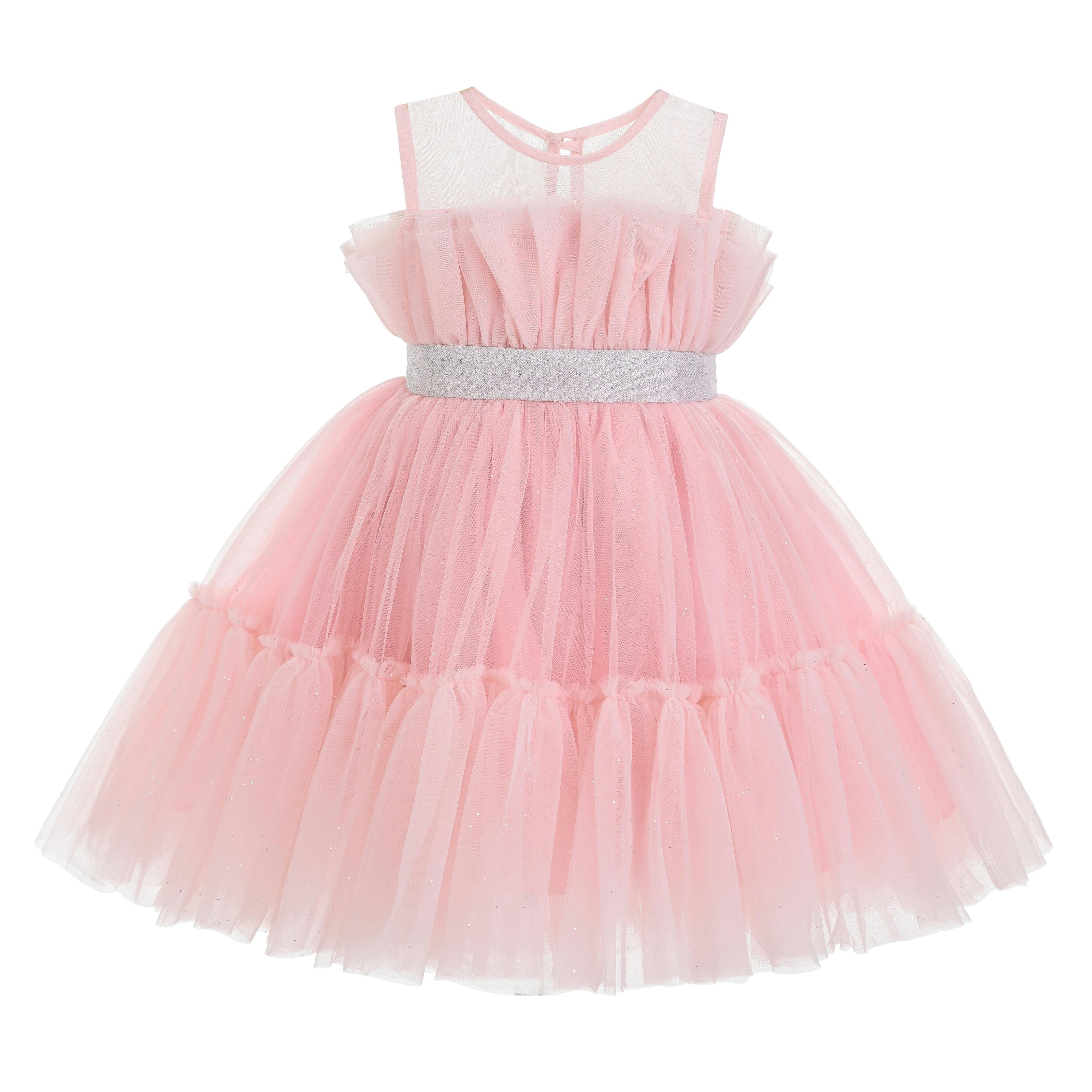 Pink Isolara Tulle Glitter Bow Dress