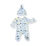Print Zipped Long Sleeve Footed Onesie