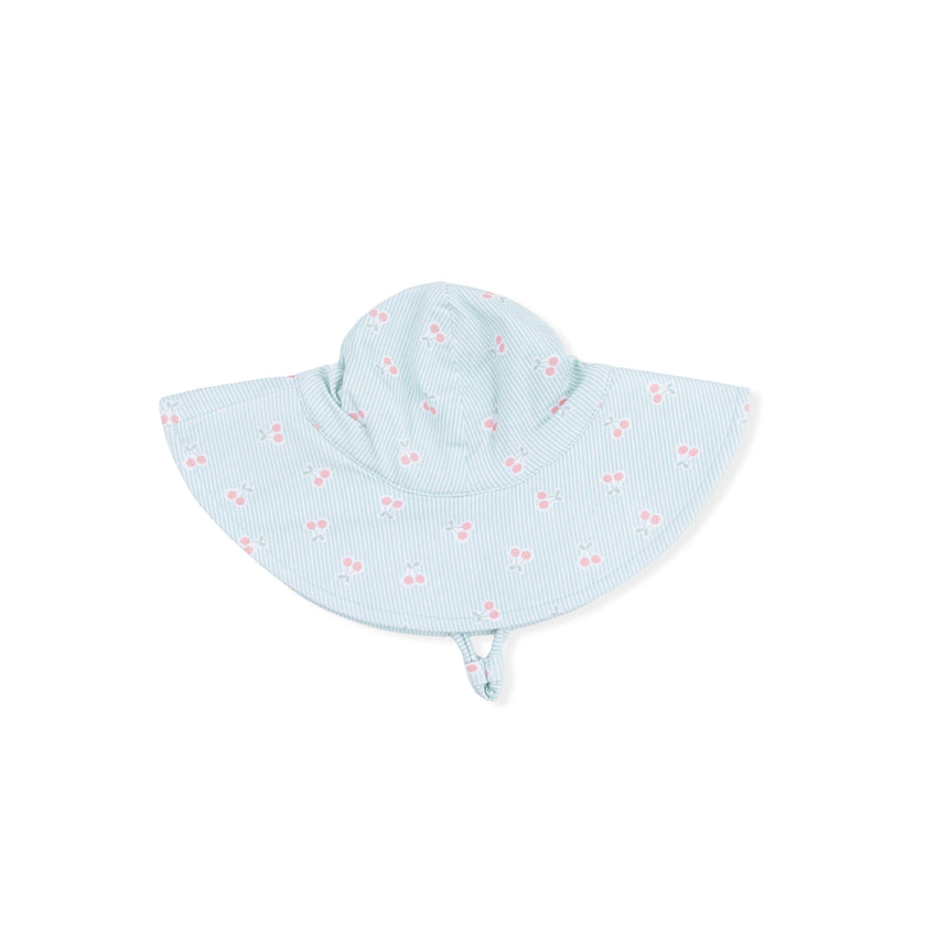 Tiny Cherry Stripe - Wide Brim Sun Hat