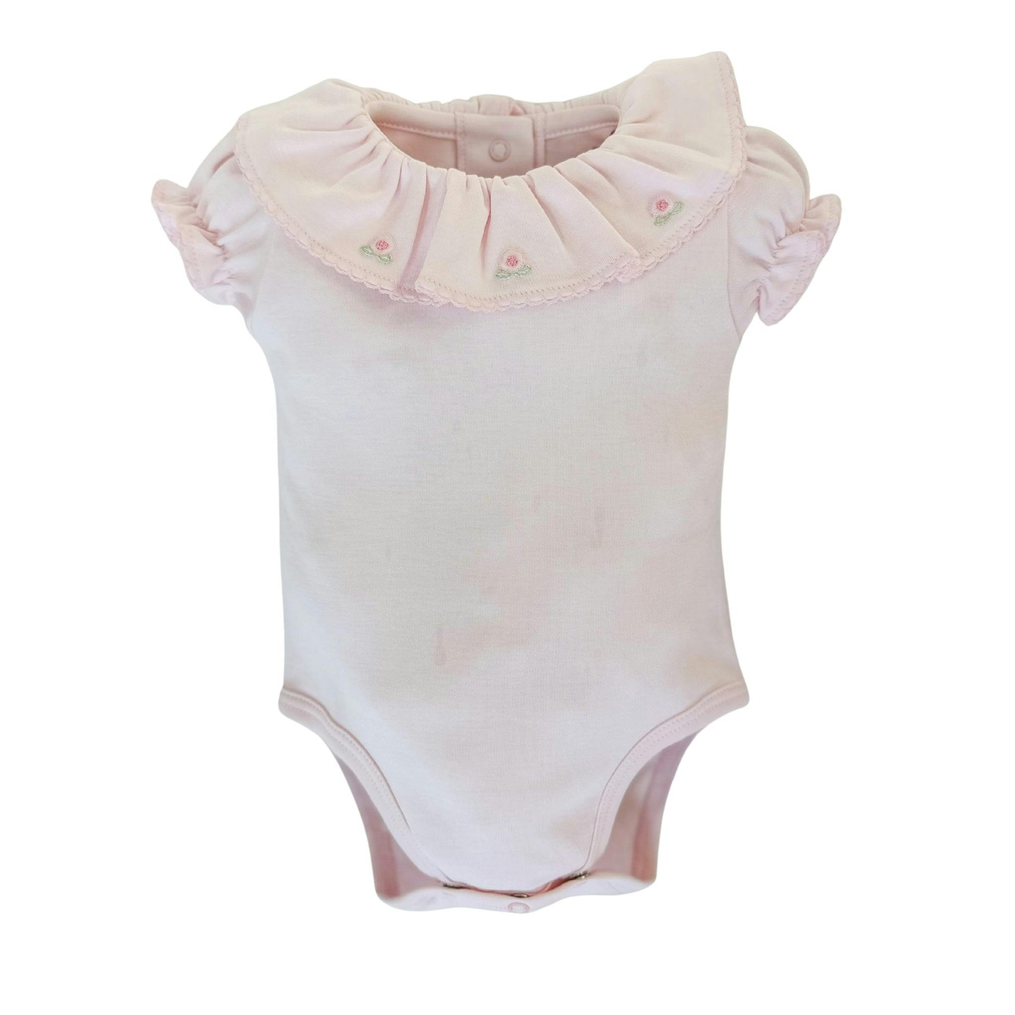 Pima Bodysuit Ruffle Short Sleeves Peonies Pink