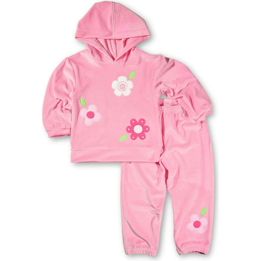 Velour Hoodie With Flowers
