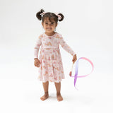 Princess Unicorns and Castle - Twirly Long Sleeve Dress with Bike Short