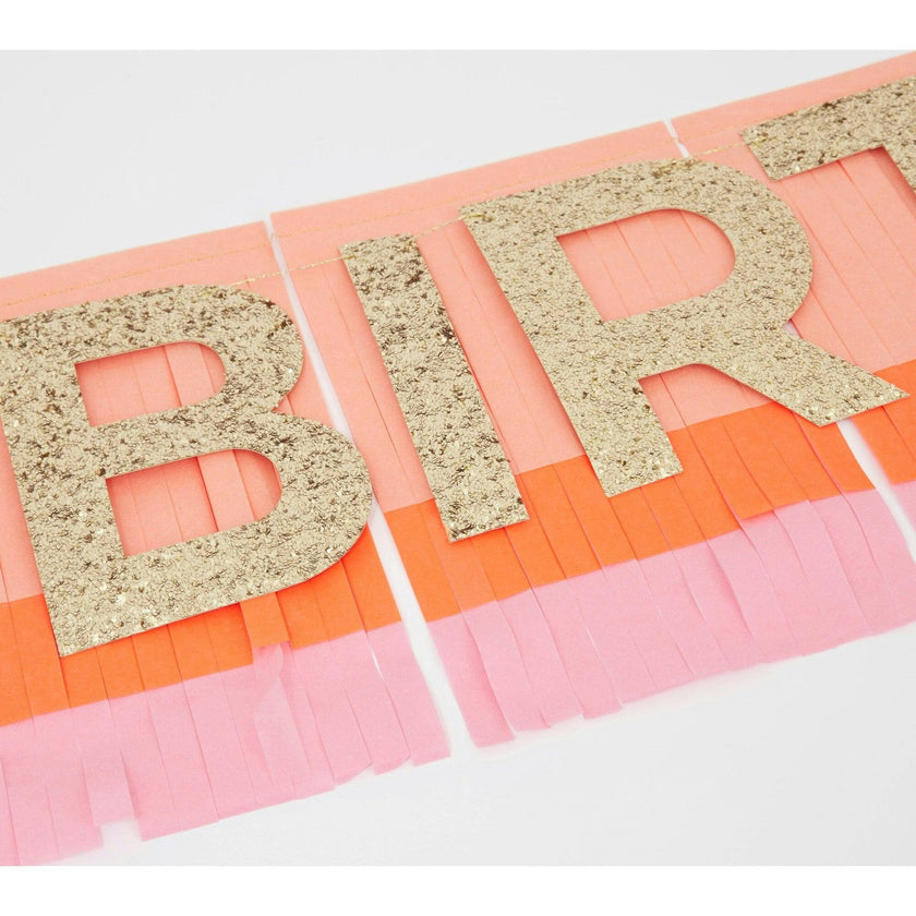 Pink Happy Birthday Fringe Garland Set