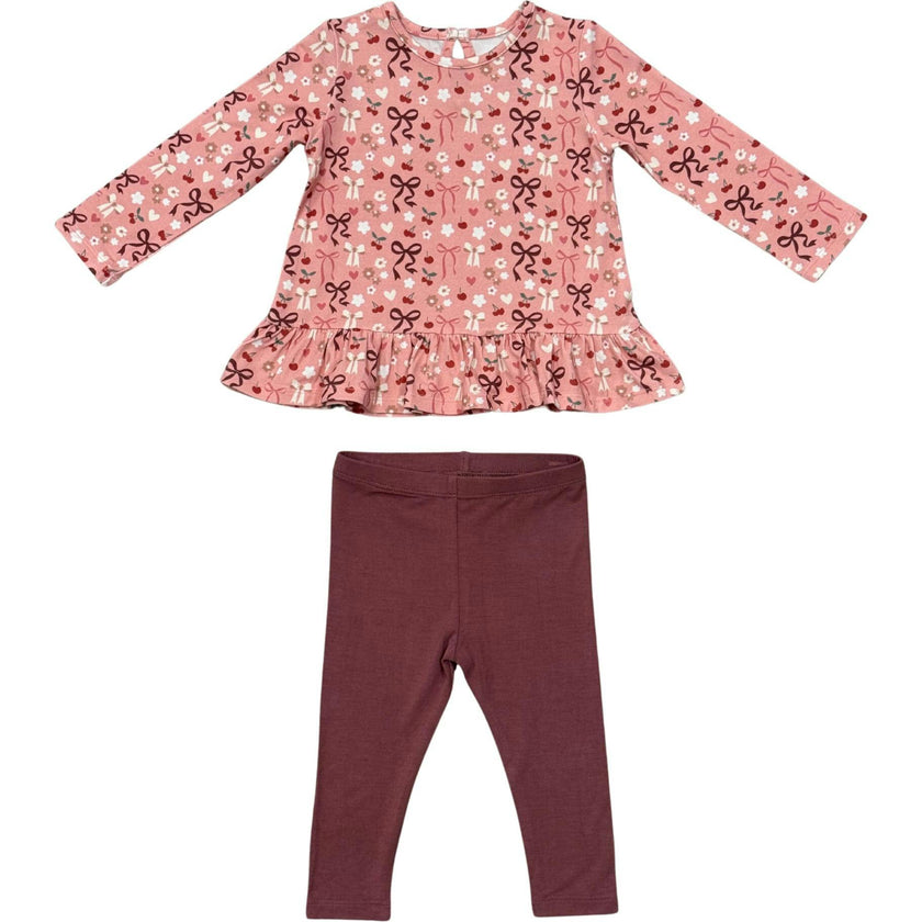 Girl's Long Sleeve Peplum Set