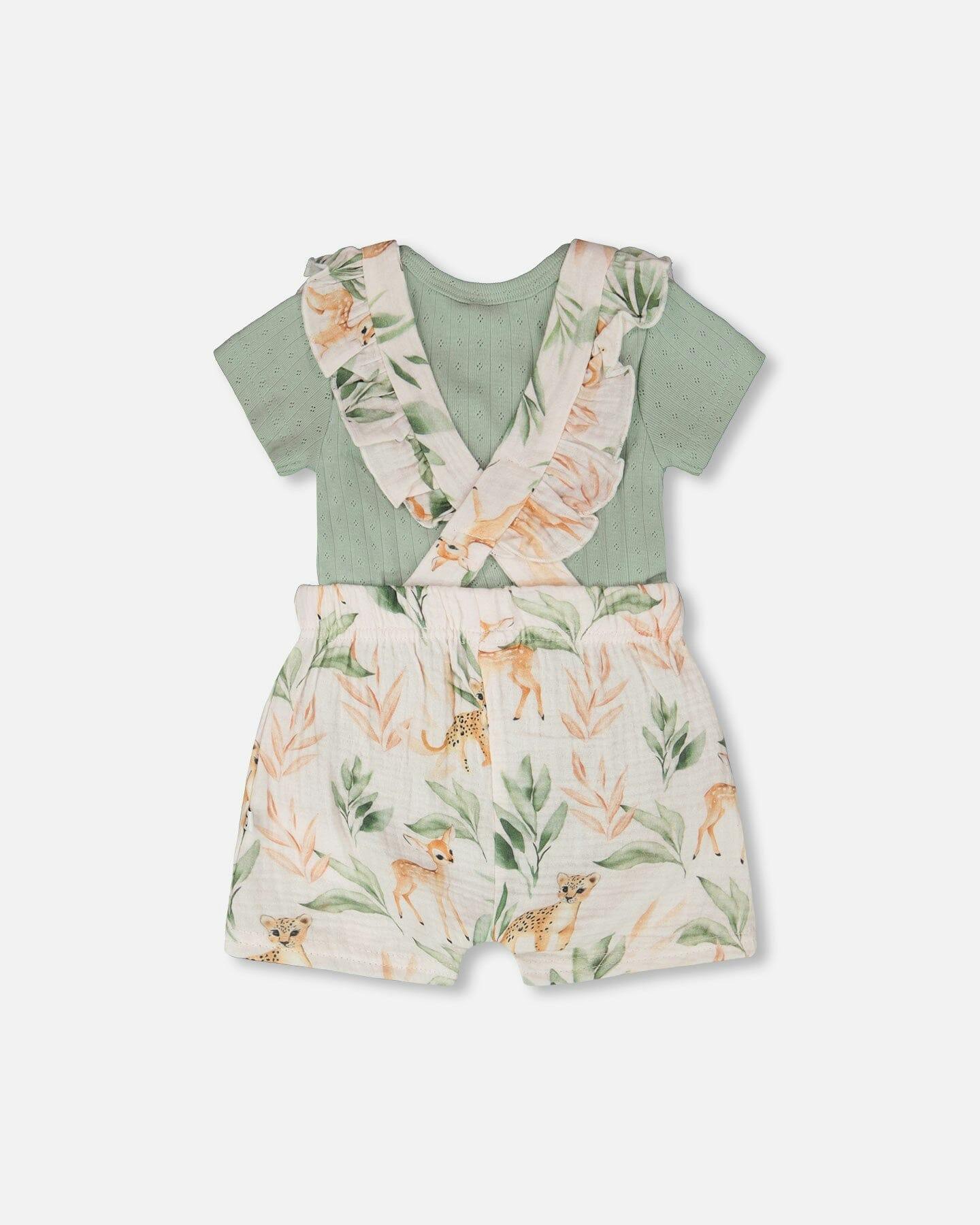 Pointelle Onesie And Cotton Muslin Shortall Set
