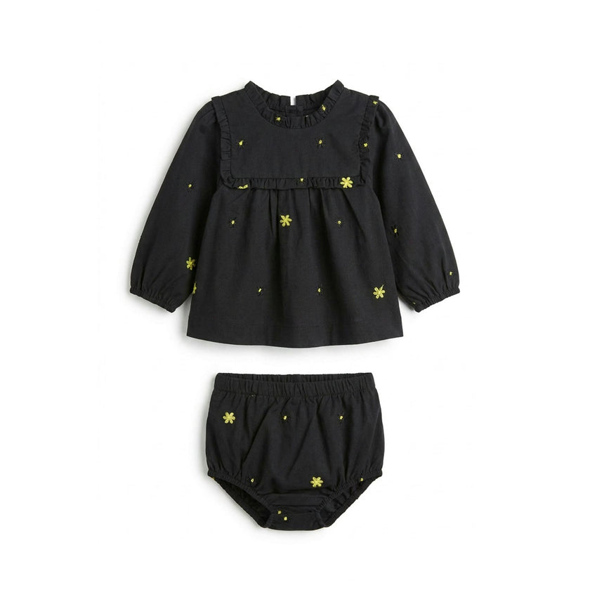 Floral Embroidered Blouse And Bloomer Set