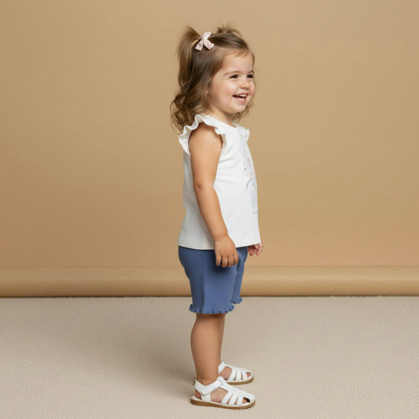 Organic Sleeveless Flutter Top & Shorts Set - Spring Floral