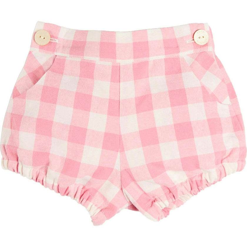 Catherine Gingham Button Detail Bloomers in Pink (3mths-2yrs)