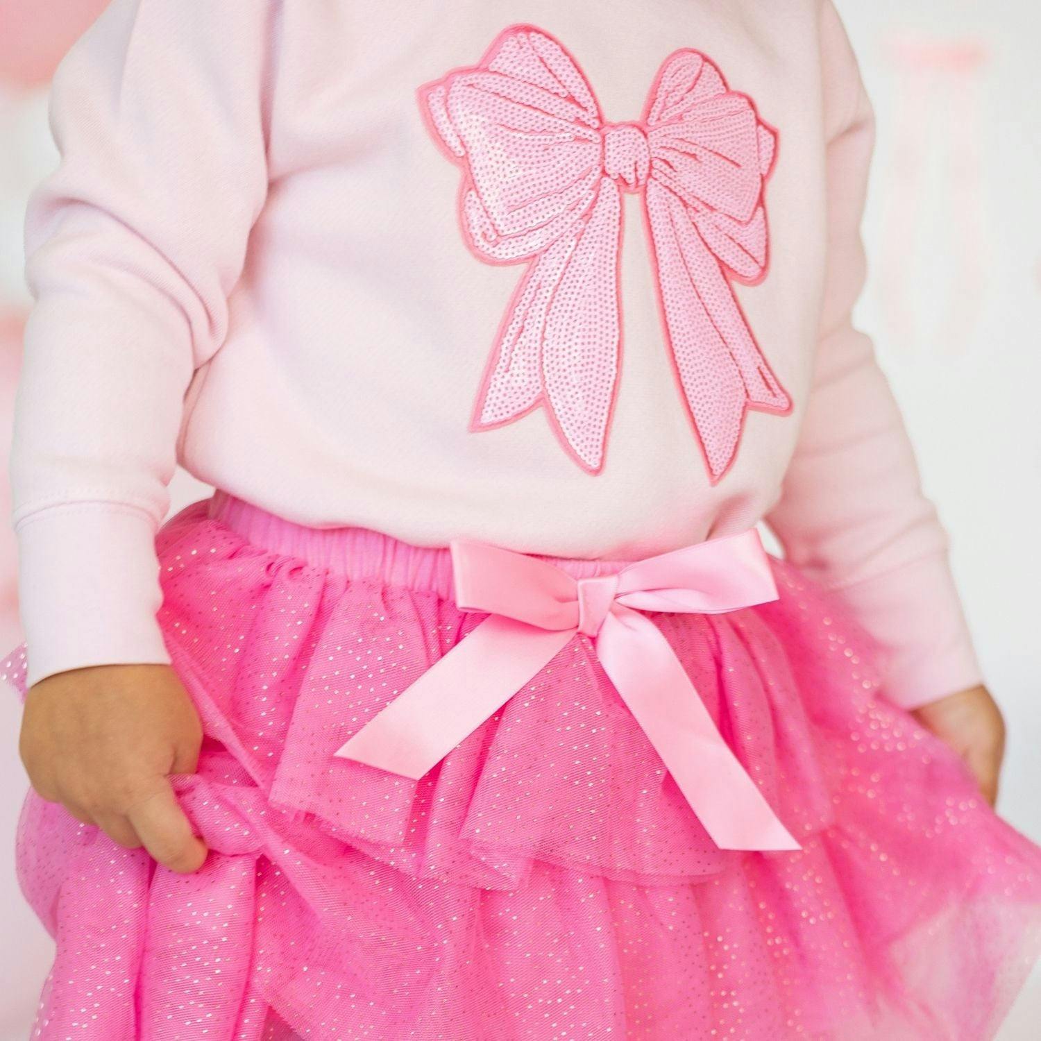 Pink Bow Sequin Patch Sweatshirt