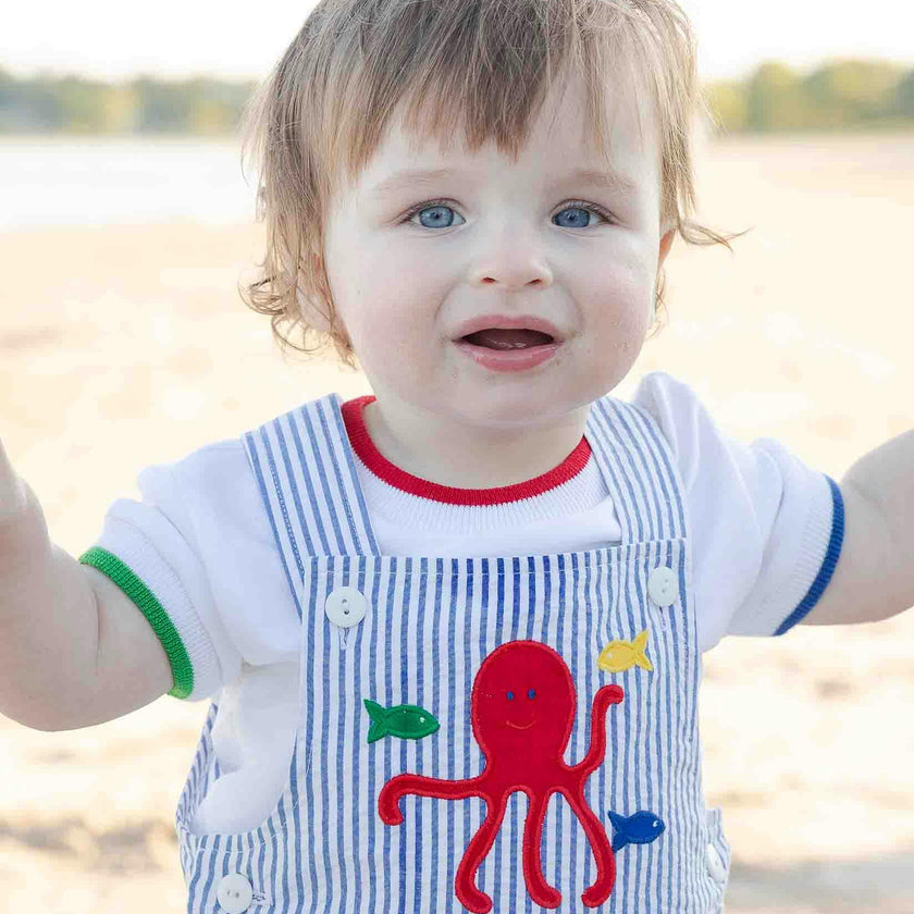 Stripe Seersucker Shortall With