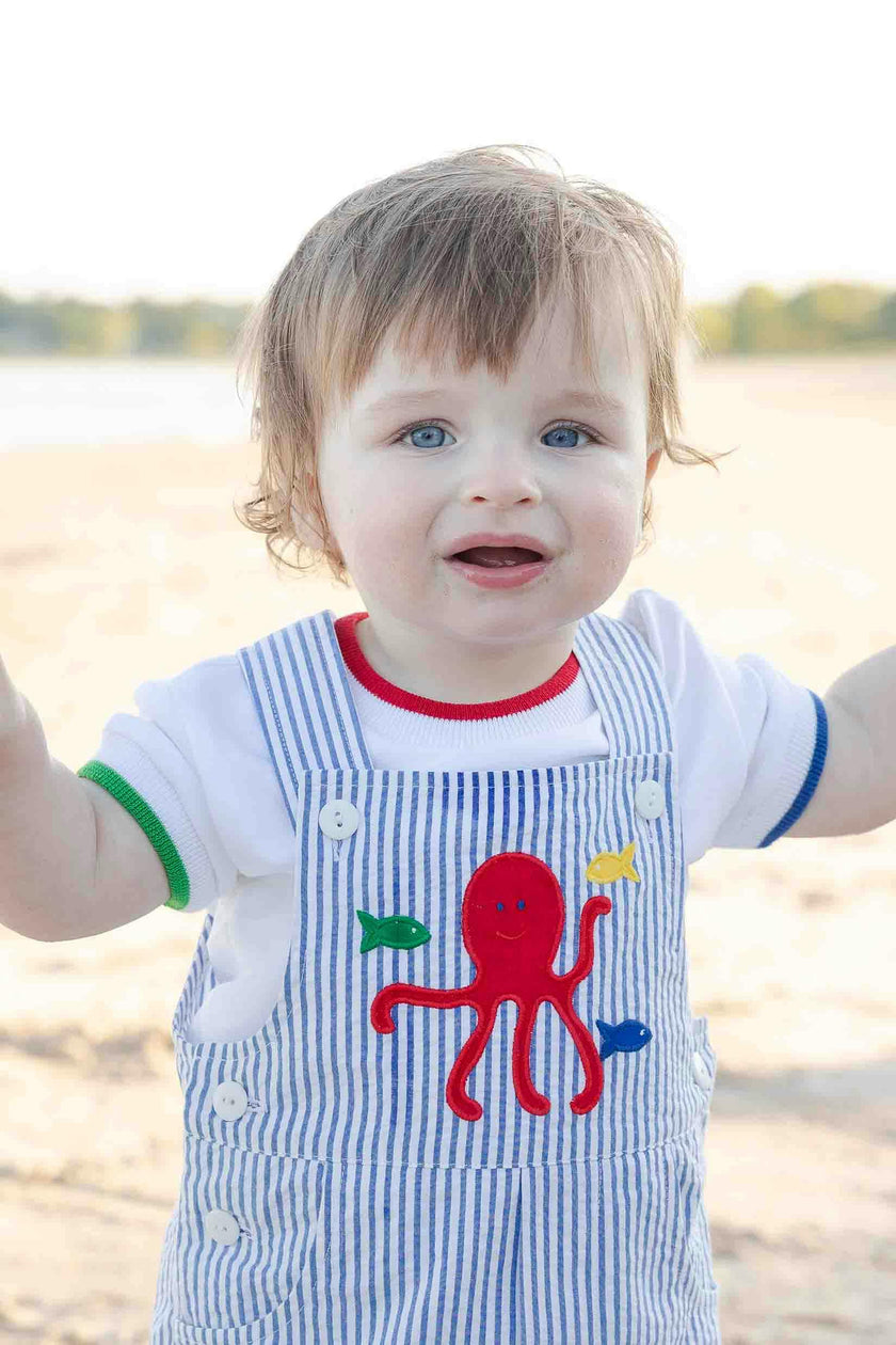 Stripe Seersucker Shortall With