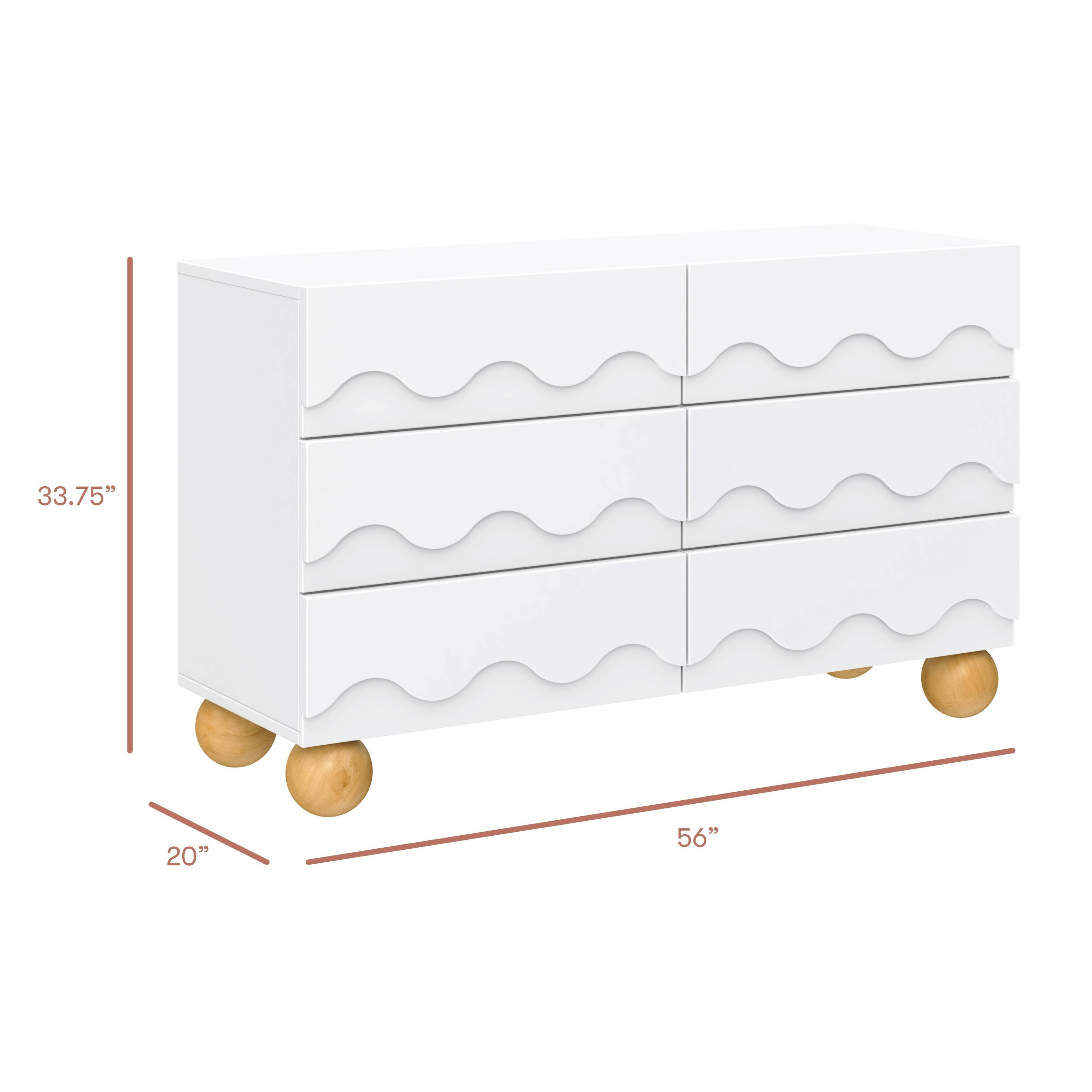 Lido Wave 6-Drawer Wide Assembled Dresser (56
