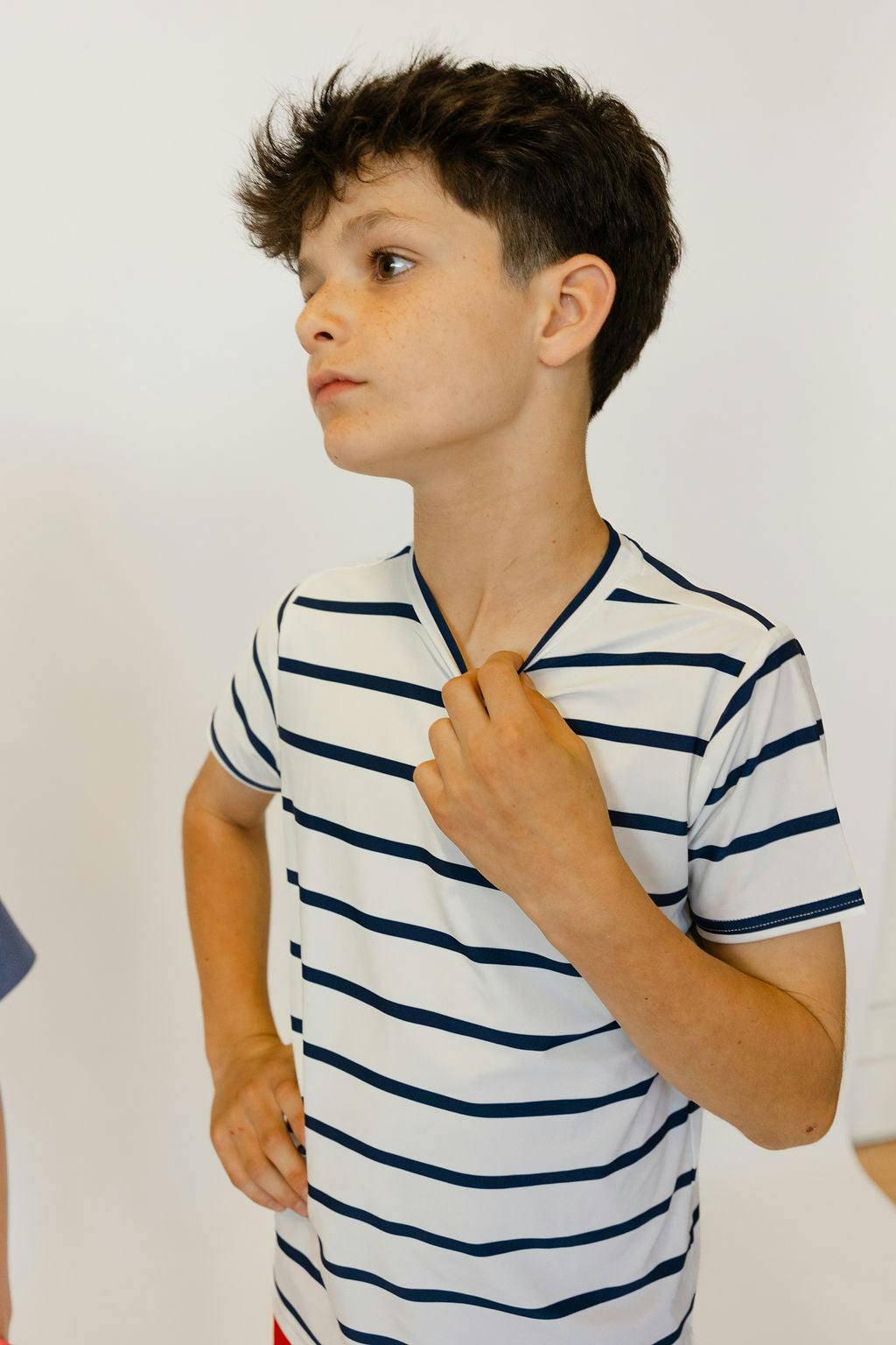 navy and white stripe practice shirt