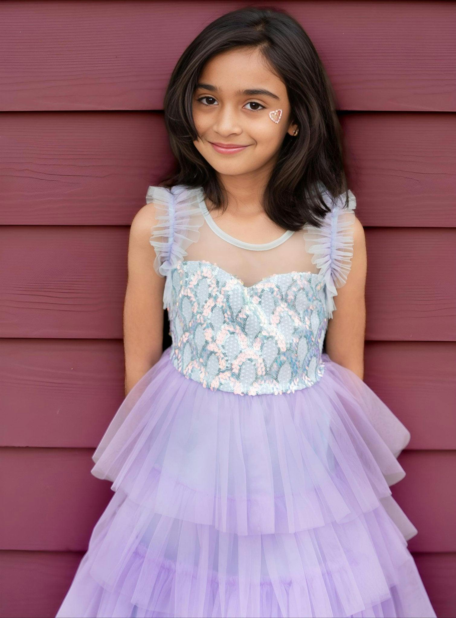 Lilac Dream Tiered Tulle Birthday Dress for Girls