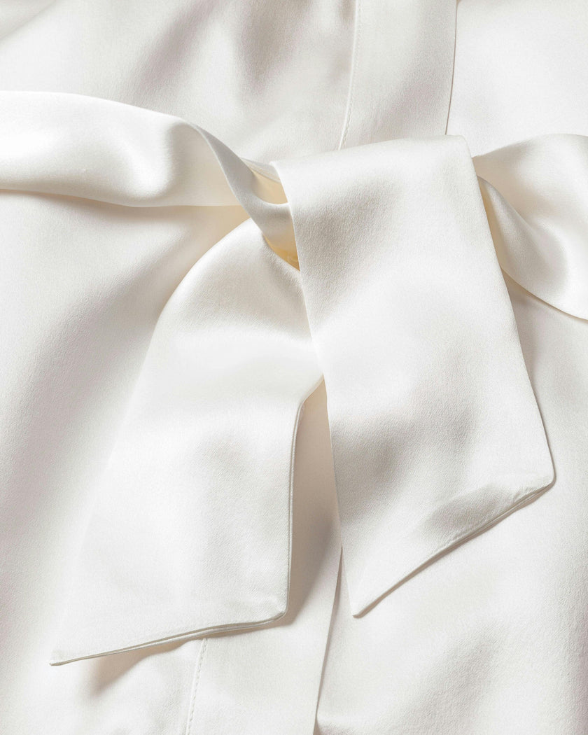 Women's Silk Lace Robe in White