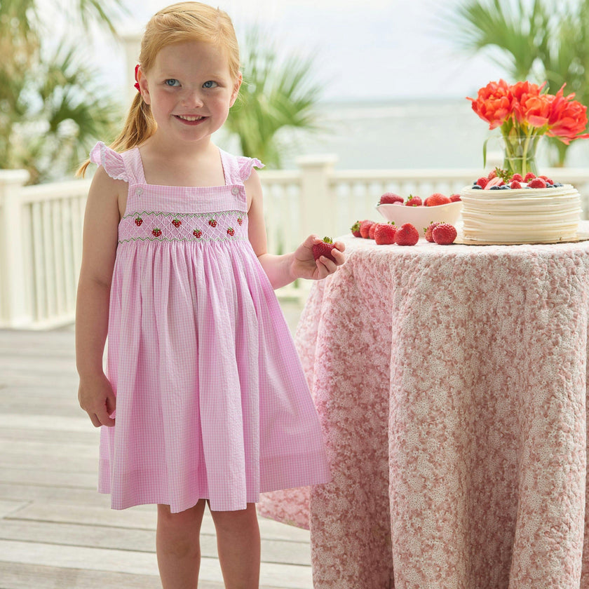 Smocked Lizzy D Dress - Strawberries
