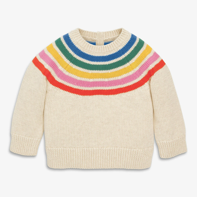 Baby sweater in rainbow stripe