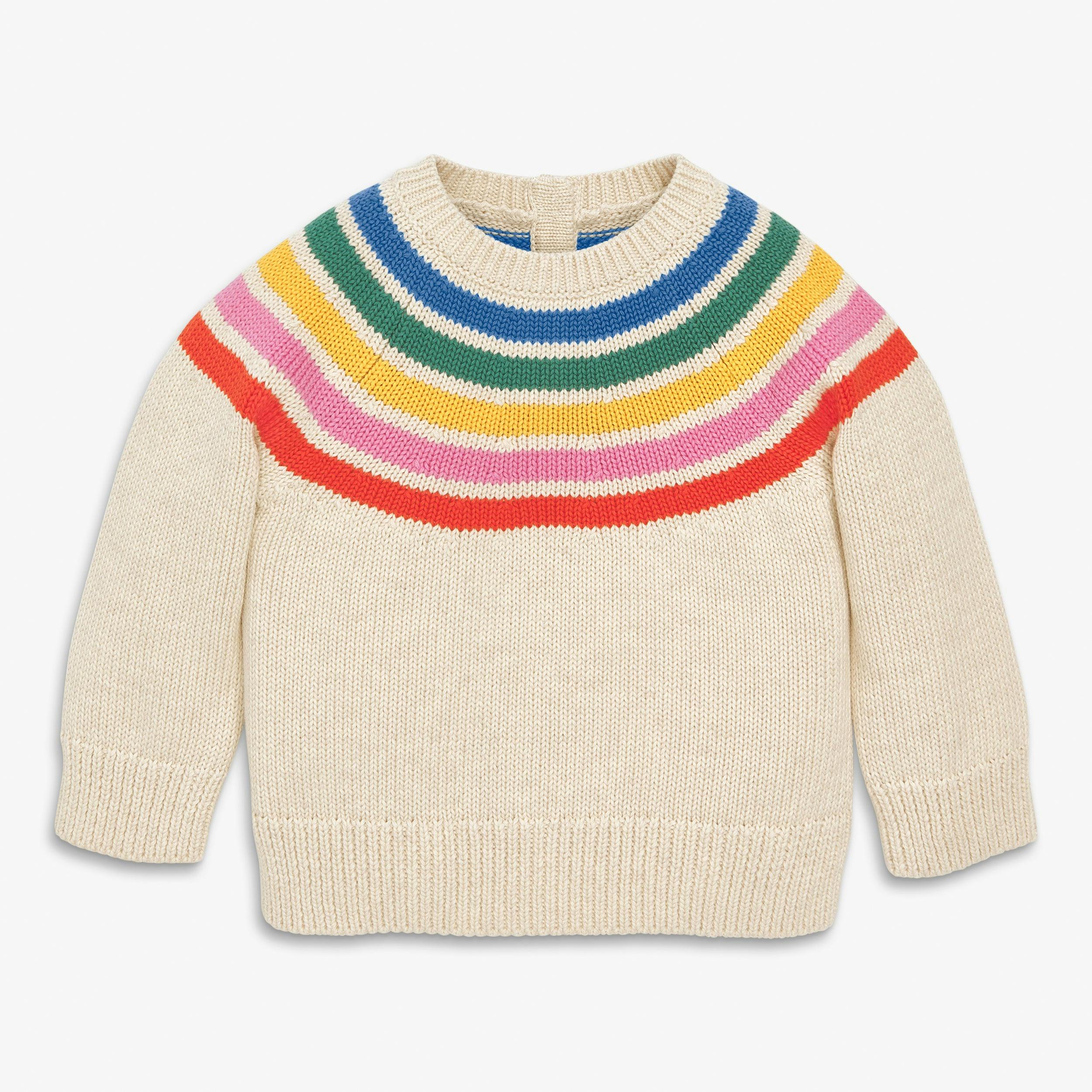 Baby sweater in rainbow stripe