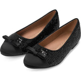 Angelina Sequins Bow Satin Round Toe Ballet Flat