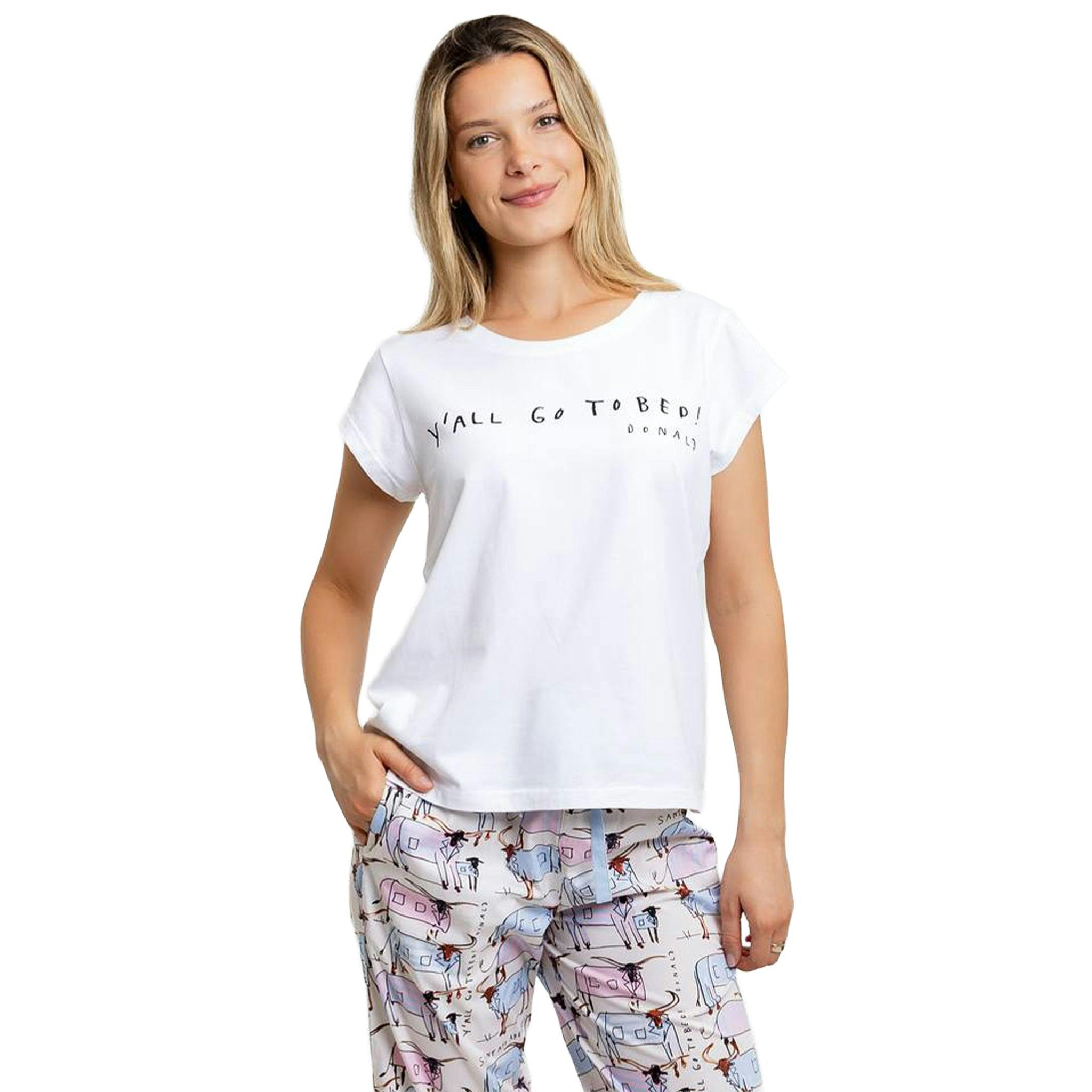Women's Drawbertson Y'All Go To Bed T-Shirt - Organic Stretch Jersey Knit Cotton