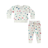 Confetti Hearts Valentine's Day Crewneck Terry Jogger Pant Set