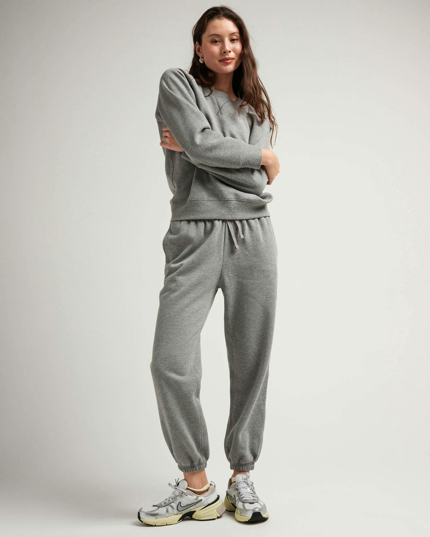 Womens Recycled Fleece Classic Sweatpant - Recycled Fleece - Heather Grey