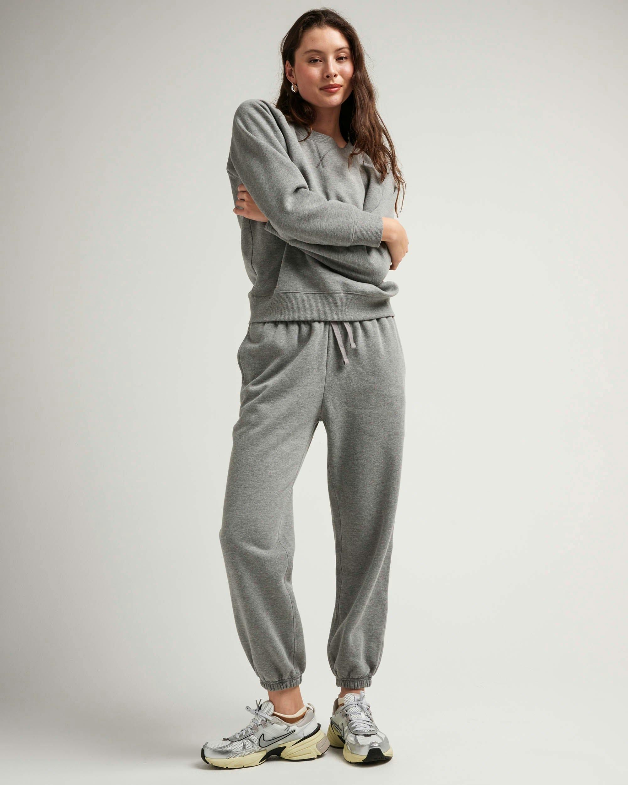 Womens Recycled Fleece Classic Sweatpant - Recycled Fleece - Heather Grey