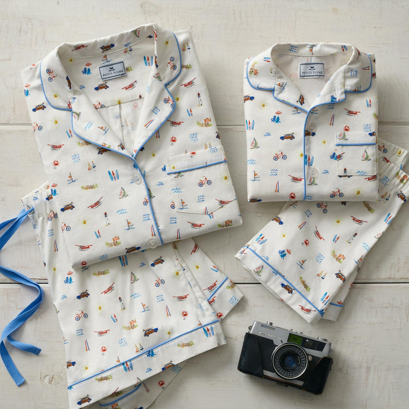 Women's Twill Short Sleeve Short Set in Summer Nostalgia