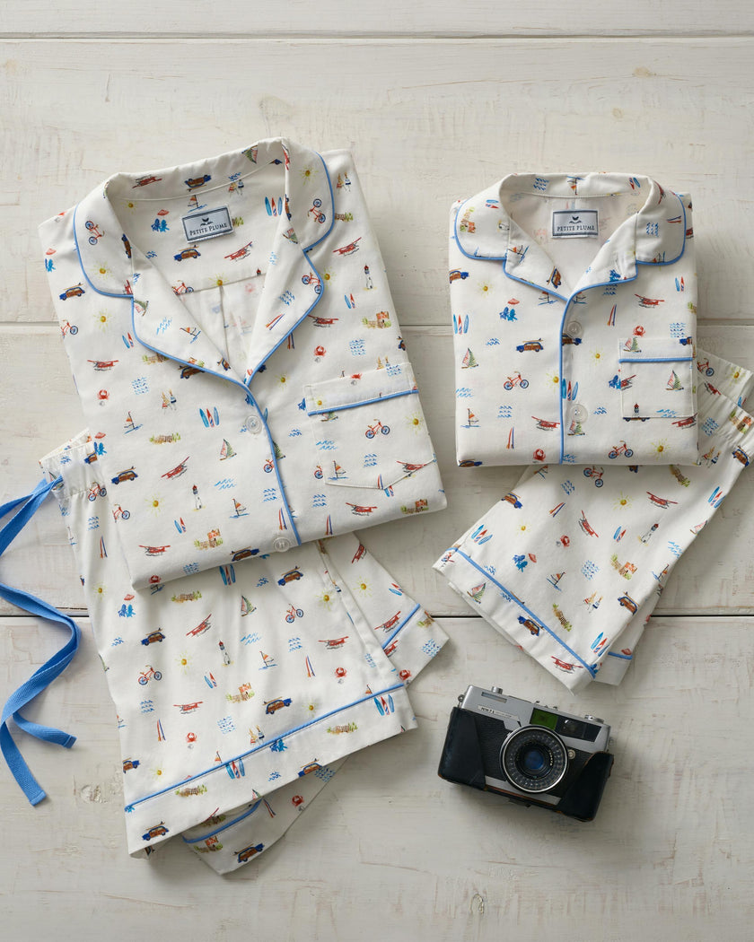 Women's Twill Short Sleeve Short Set in Summer Nostalgia