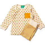 Organic Envelope Neck Long Sleeve T-Shirt And Jogger Playset, Cream