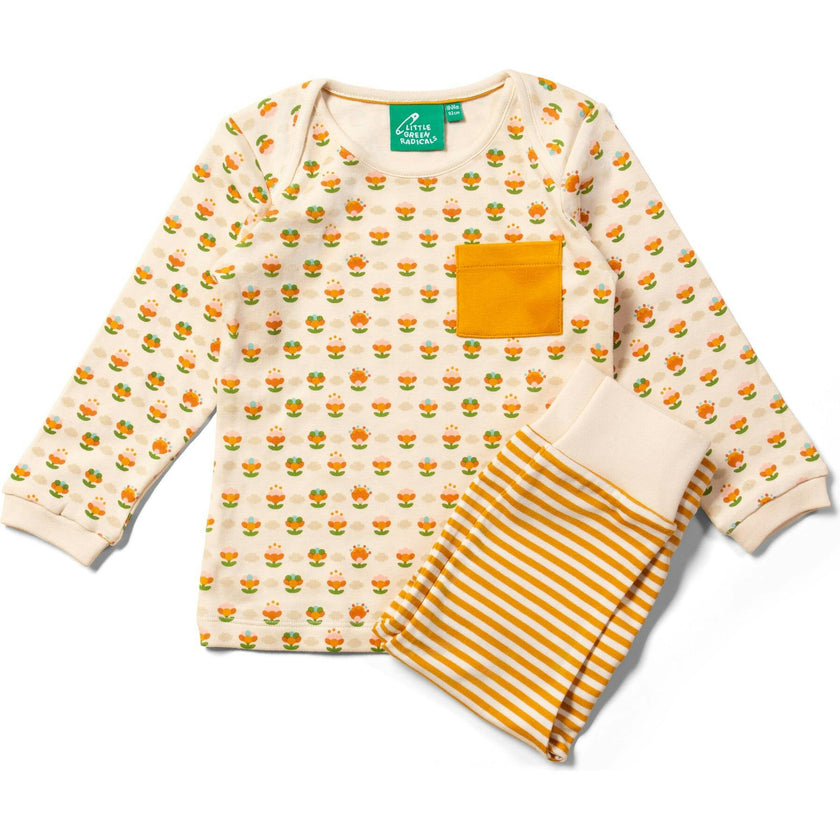Organic Envelope Neck Long Sleeve T-Shirt And Jogger Playset, Cream