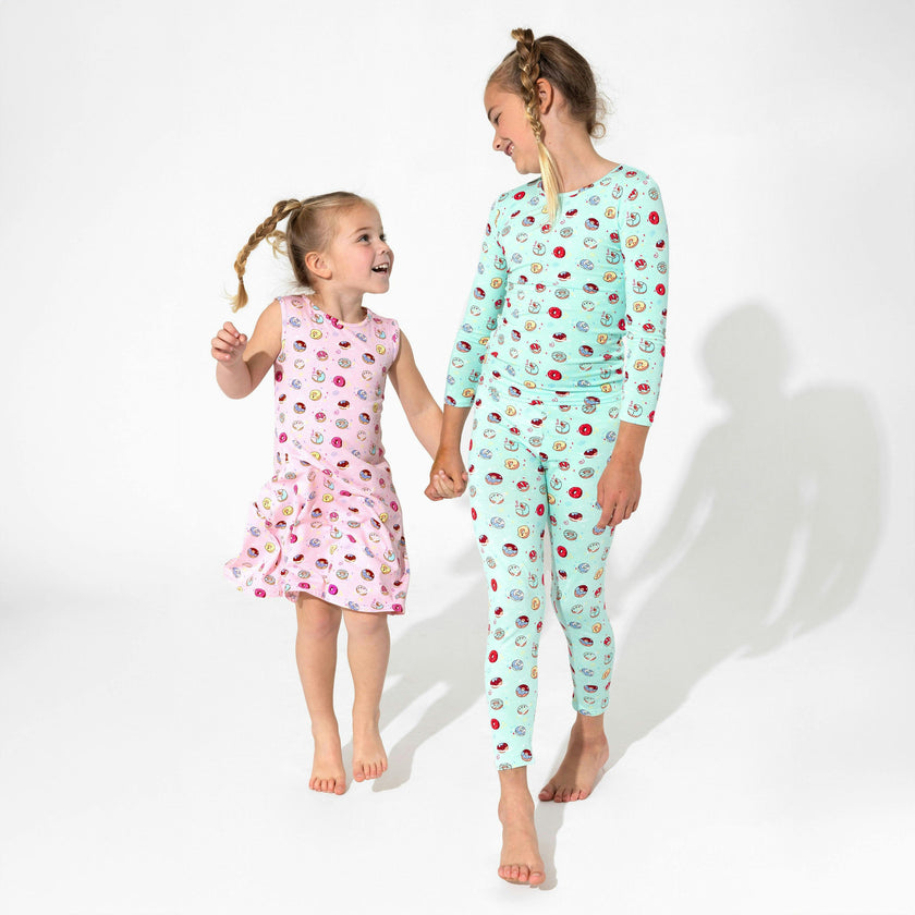 Pink Space Donut Bamboo Girls' Sleeveless Dress