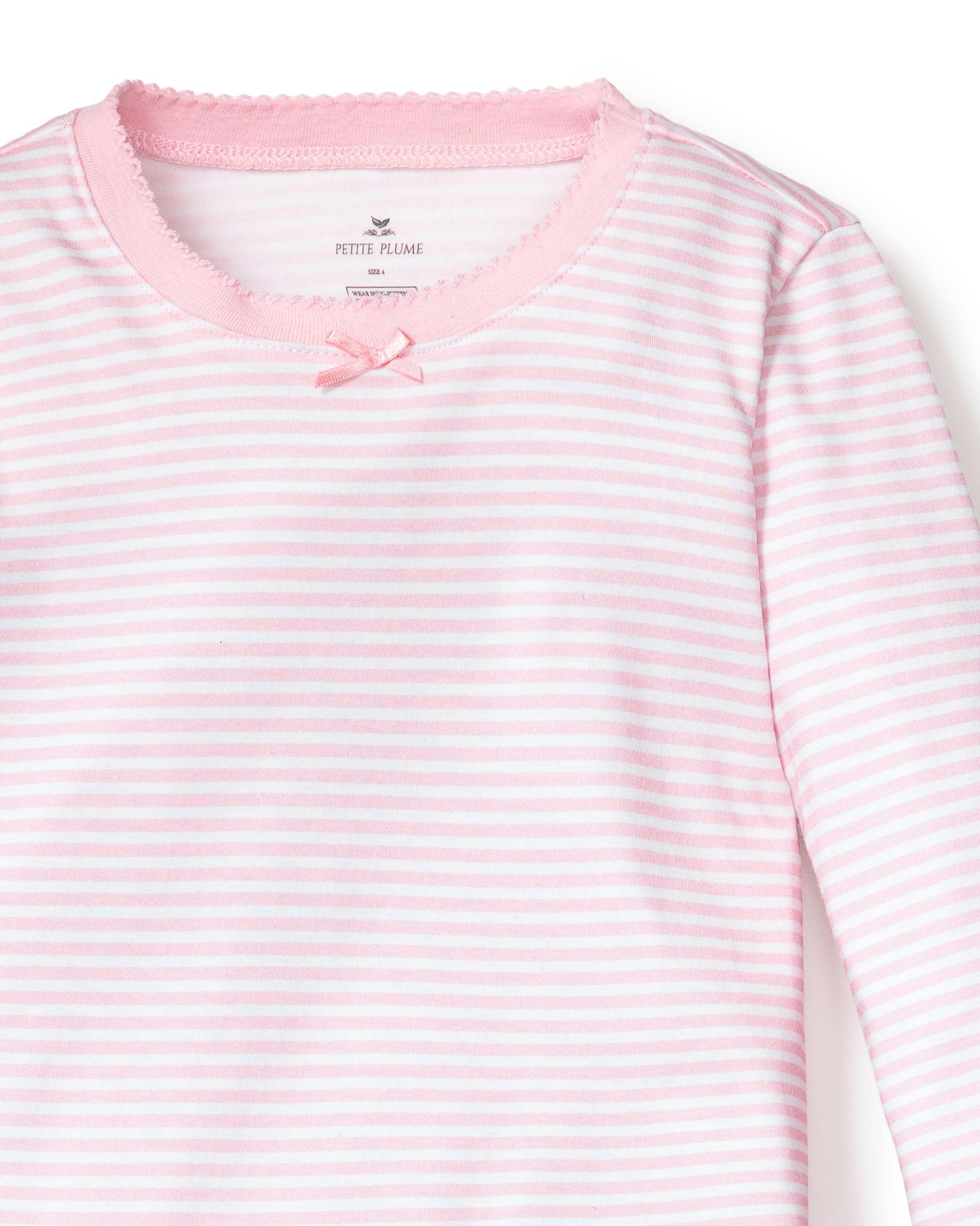Kid's Pima Snug Fit Pajama Set in Pink Stripes