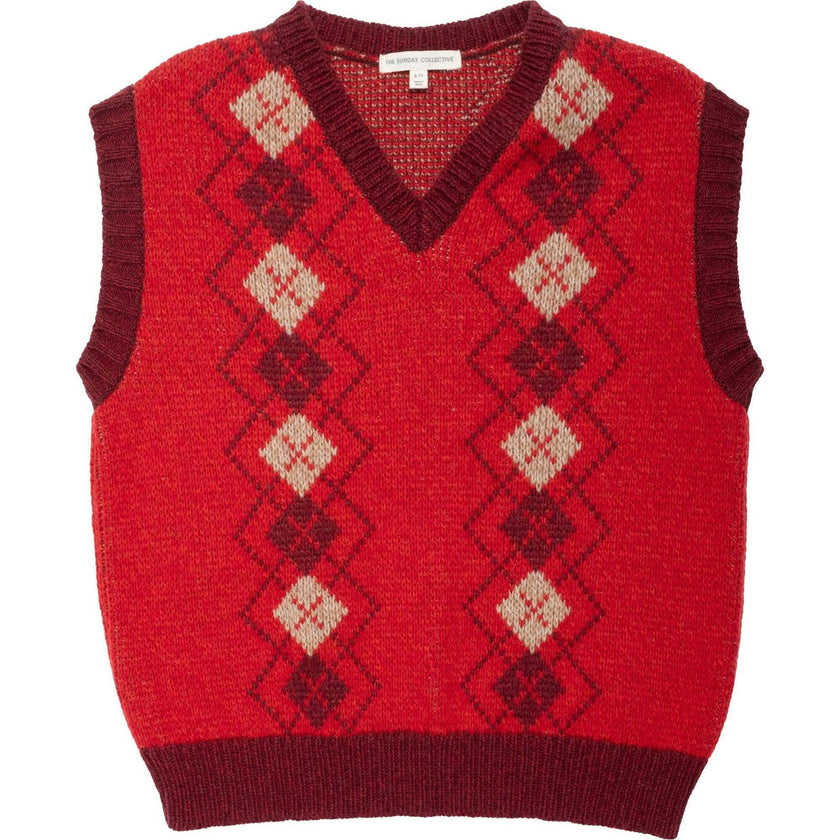 Wool Yearbook Vest in Argyle