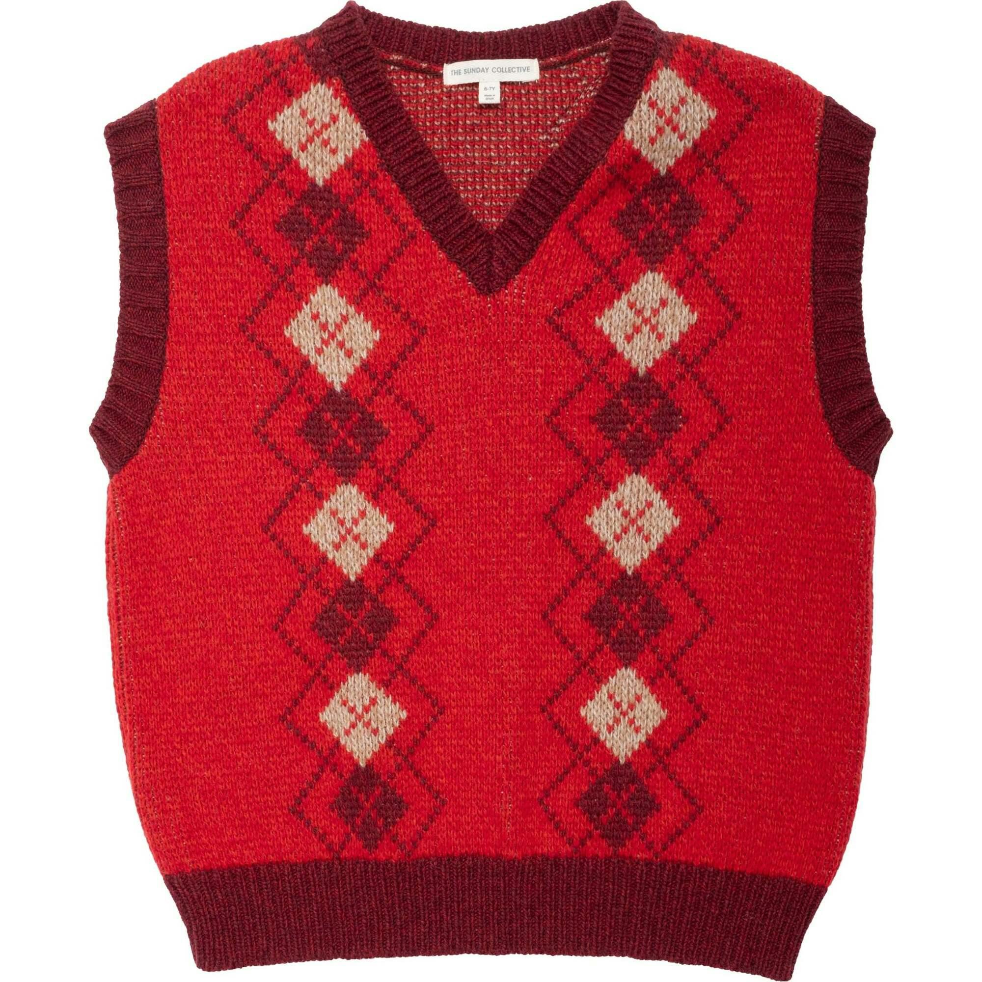 Wool Yearbook Vest in Argyle